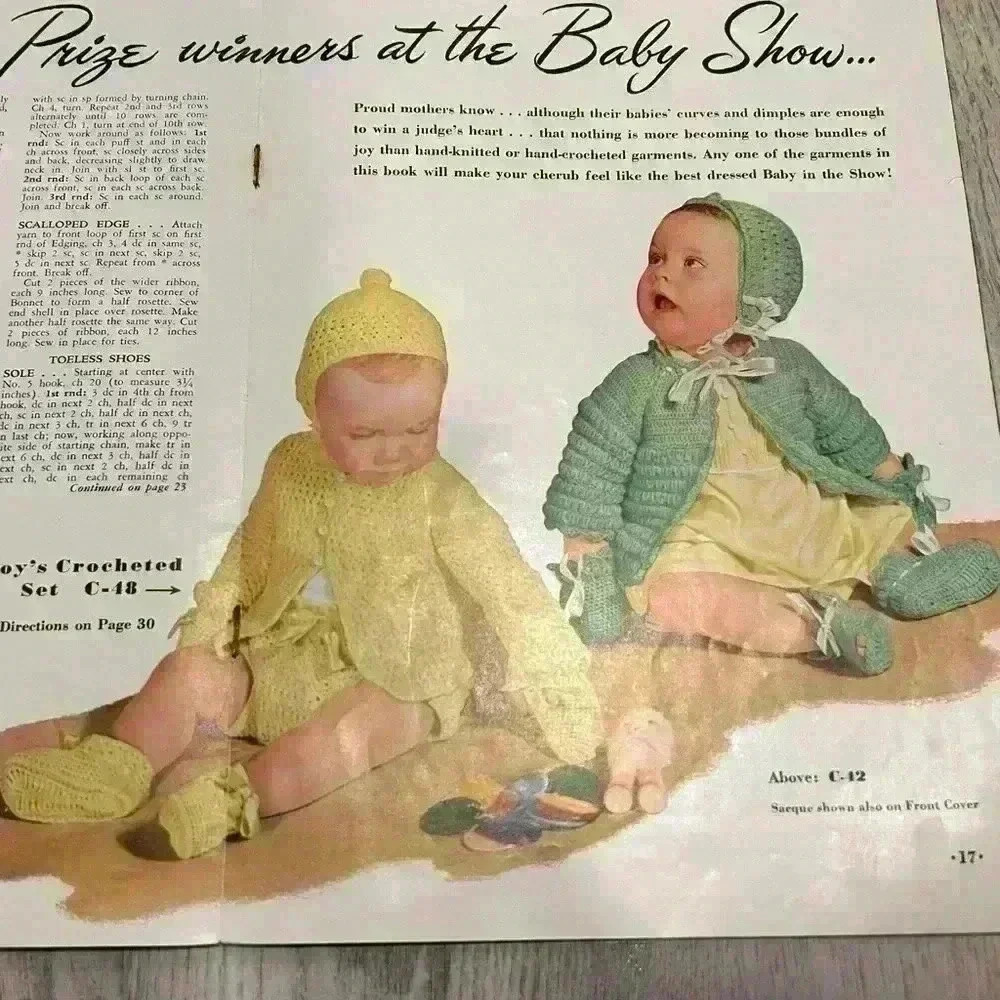 Vintage 1950 Clark's J&P Coats Knit Crochet Patterns Girl Boy Babies Book 500 - Picture 6 of 6